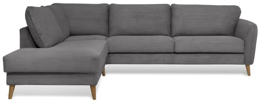 Divano angolare in velluto a coste grigio scuro (angolo sinistro) Paris - Scandic