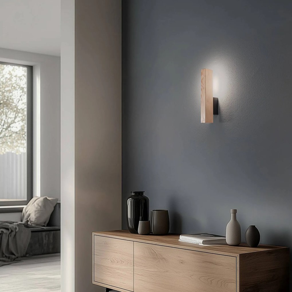 TK Lighting Applique LED in legno Teo, pino, 31 cm, 3000 K