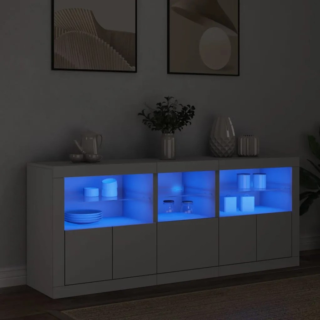 Credenza Con Luci Led Bianca 162x37x67 Cm /