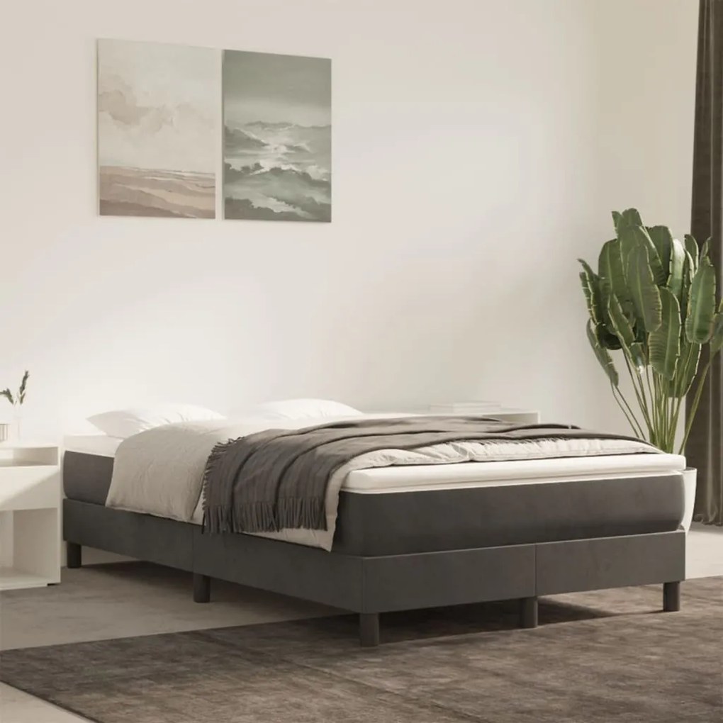 Materasso A Molle Grigio Scuro 140x210x20 Cm İn Velluto /