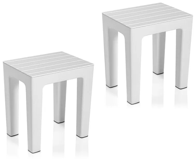 Set 2 pz Lello lo sgabello multiuso ad alta resistenza bianco effetto legno