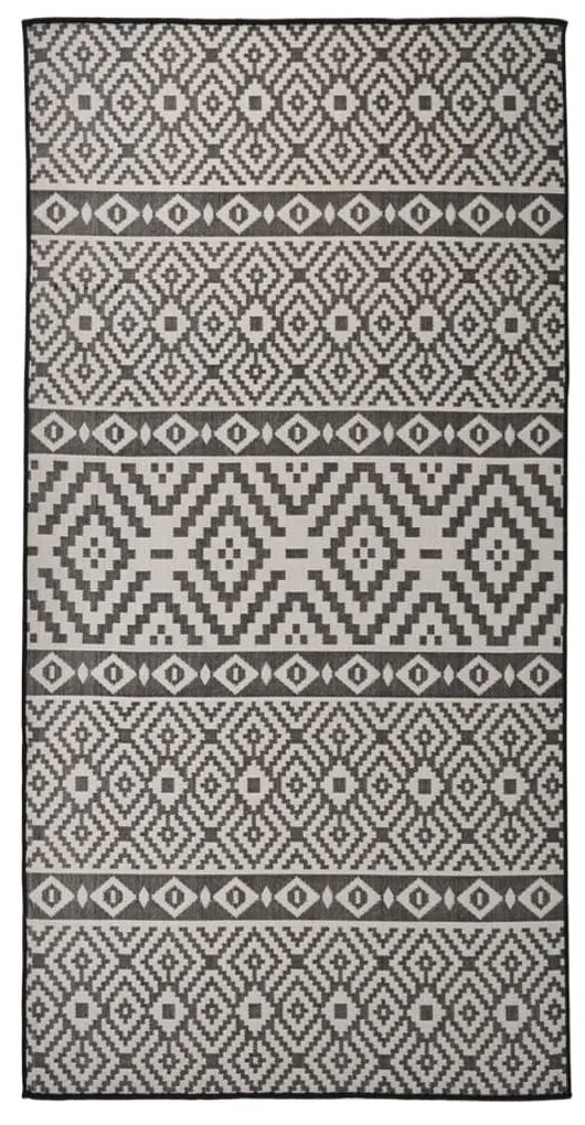 Tappeto Da Esterni A Tessitura Piatta 100x200 Cm Strisce Nere /