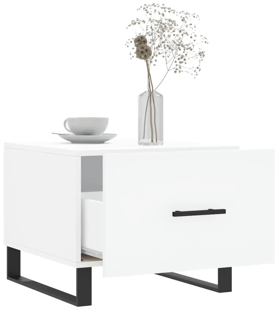 Tavolini da salotto 2 pz bianchi 50x50x40 cm legno multistrato