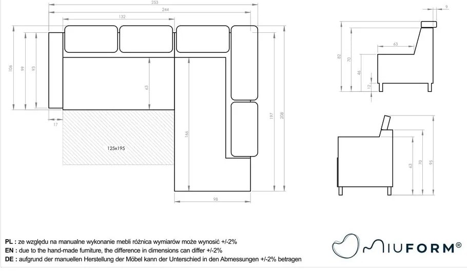 Divano letto angolare beige (angolo destro) Sweet Harmony - Miuform