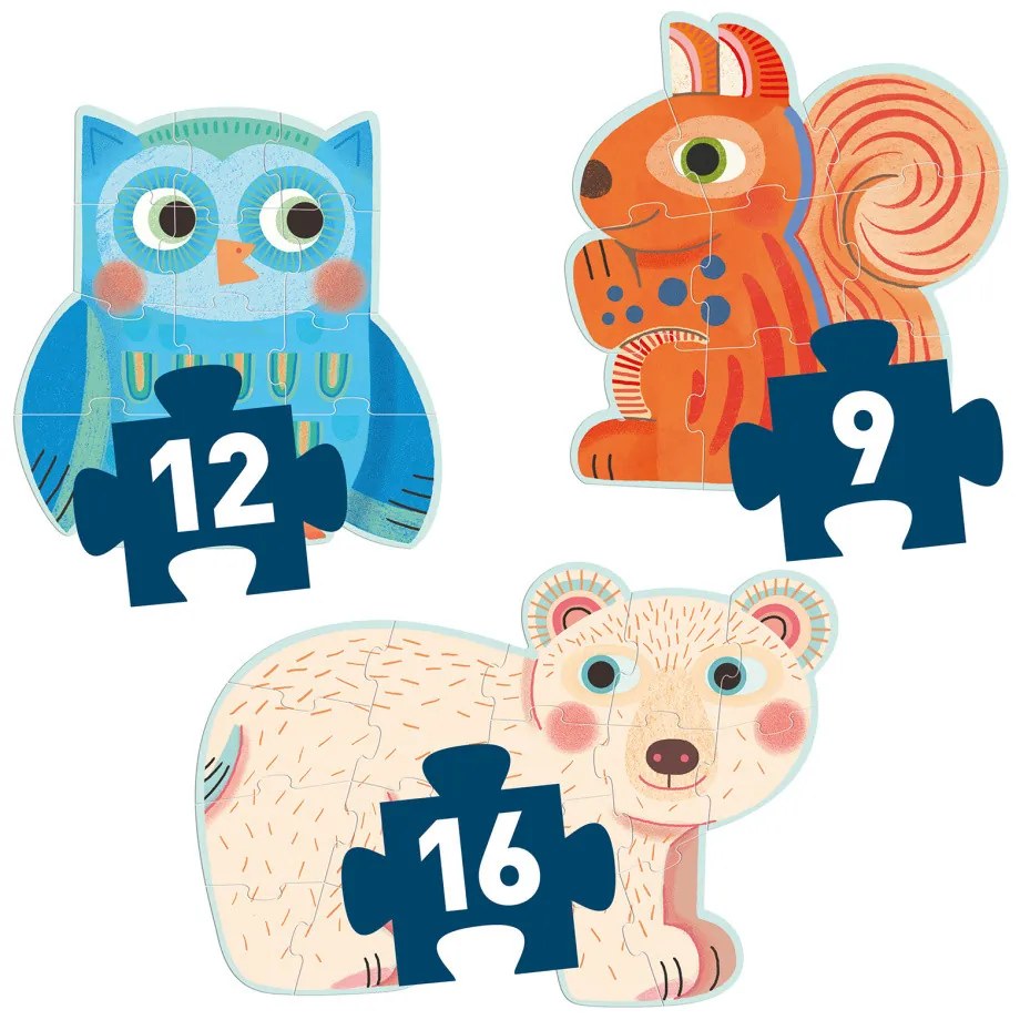 Primo puzzle - nella foresta - 9, 12, 16 pezzi