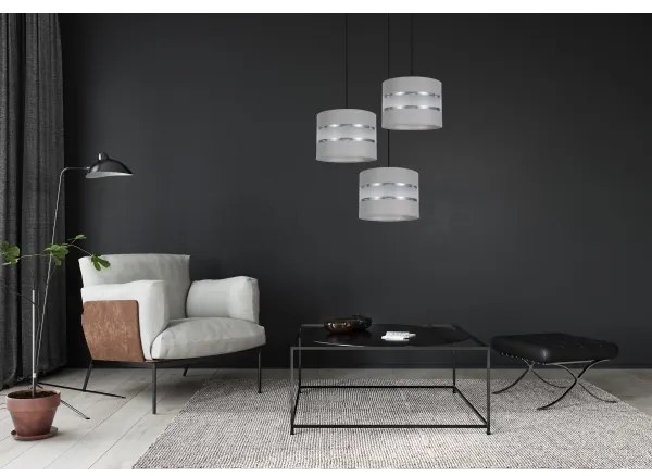 Lampadario su corda CORAL 3xE27/60W/230V grigio