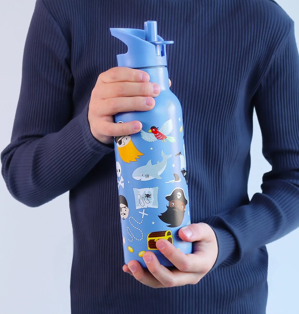 A Little Lovely Company - borraccia in acciaio inox, 500 ml - pirati