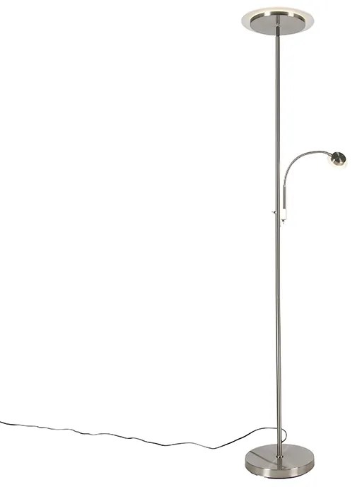 Lampada da terra moderna in acciaio con LED e braccio di lettura - Chala
