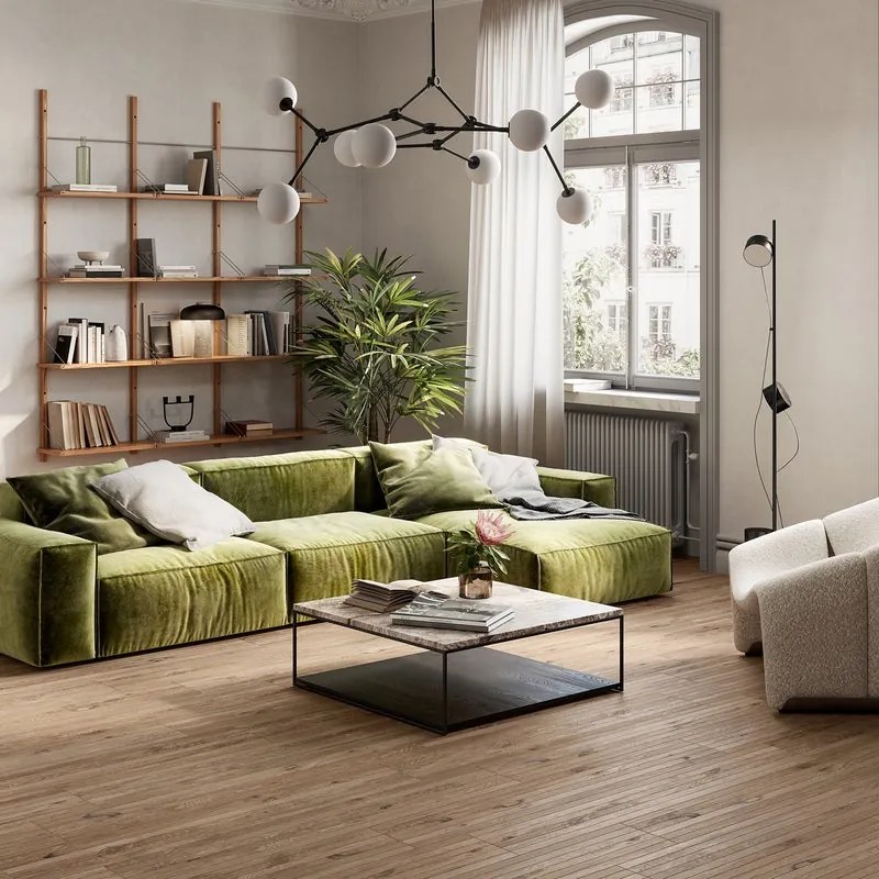 Piastrella da rivestimento interno 20 x 120 cm Sp. 9 mm rettificato Fable in gres naturale smaltato cognac opaco traffico molto intenso (pei 5/5) R9 0.96 mq
