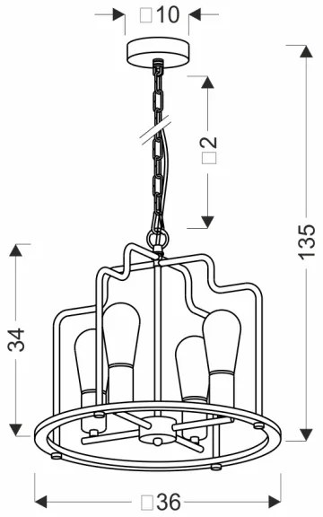 Lampadario a catena DATUS 4xE27/40W/230V nero/marrone