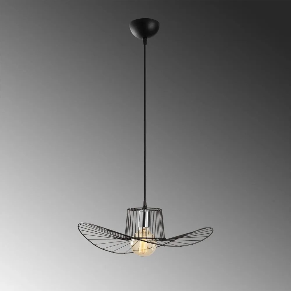 Lampadario nero con paralume in metallo ø 50 cm Tel – Opviq lights