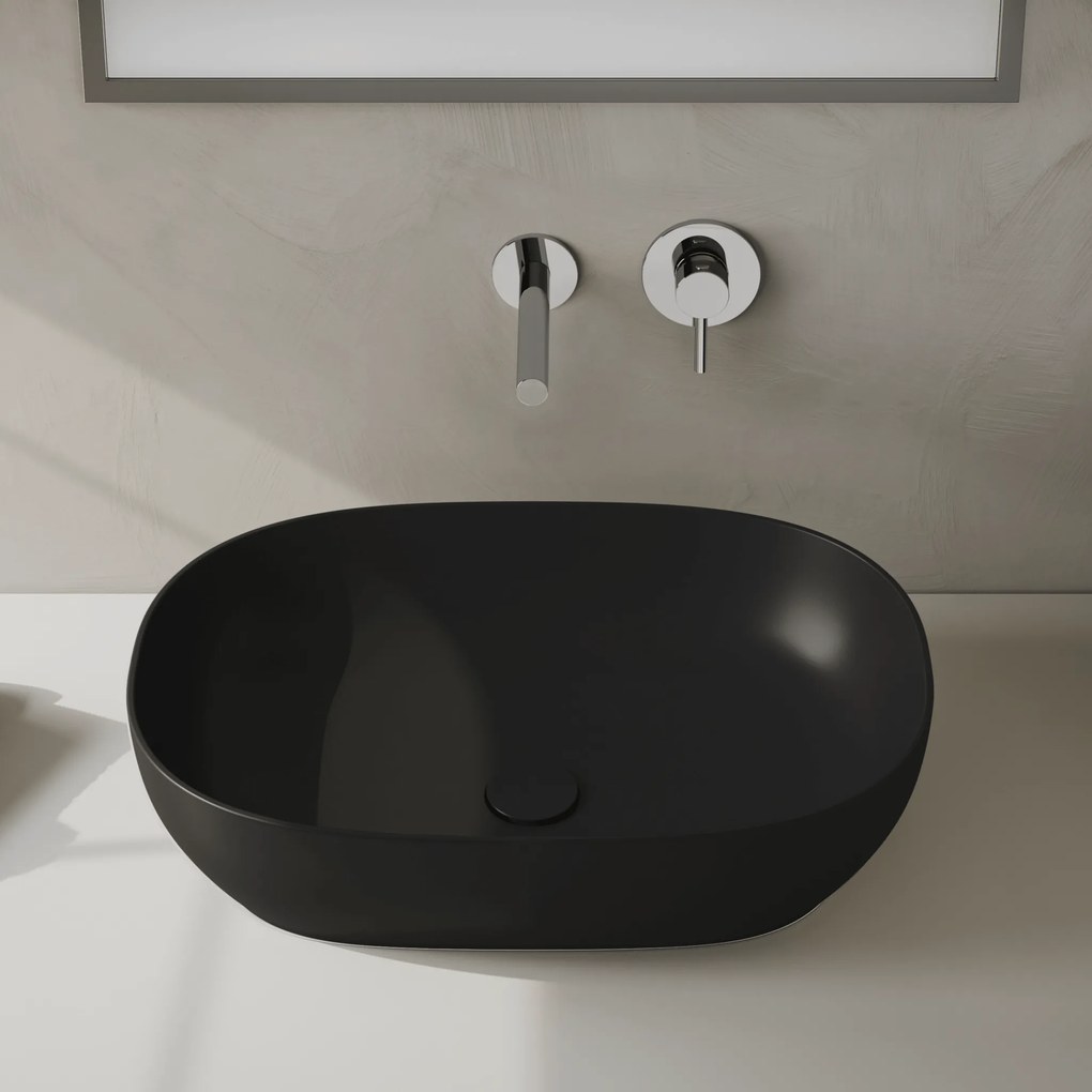 Lavabo D'Appoggio 58x40 Cm Vitra "Outline Catino" Nero Opaco