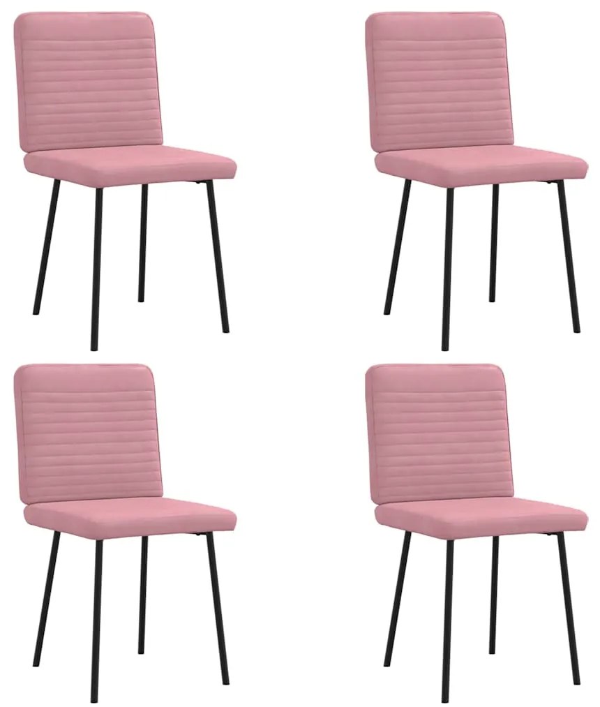 Sedie Da Pranzo 4 Pz Rosa İn Velluto /