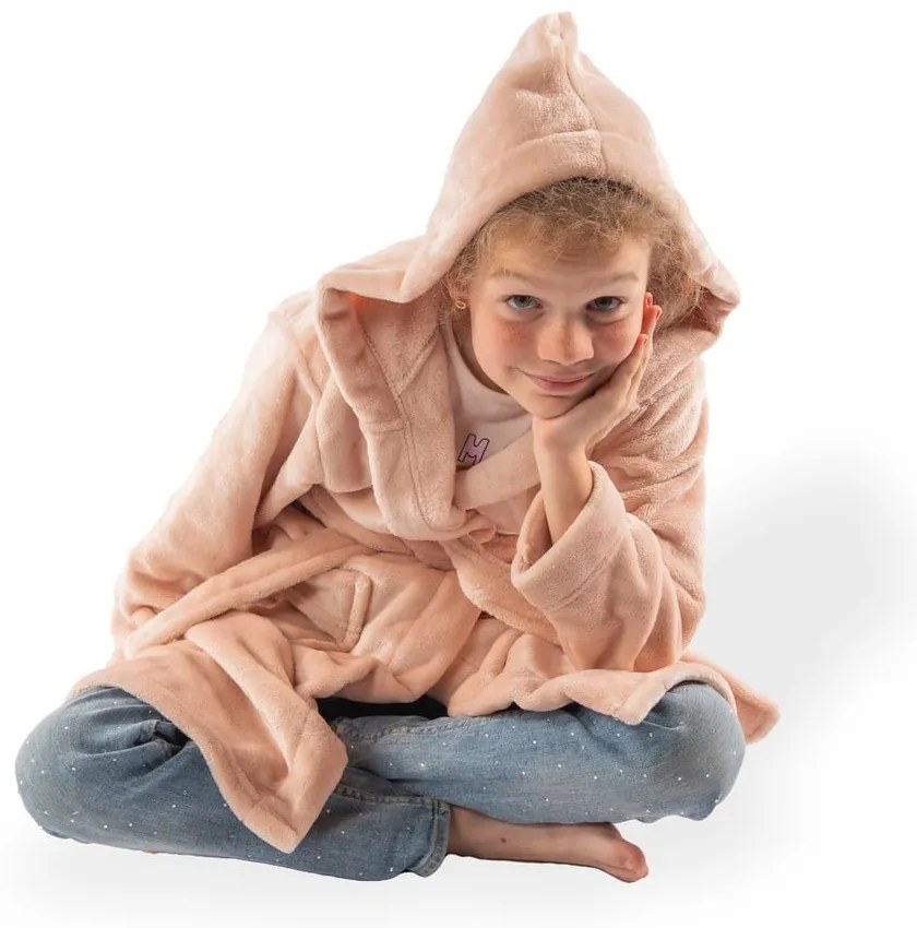 Accappatoio per bambini rosa in micropile 122-128 Delux – Tiseco Home Studio