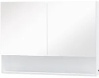 EasyComfort Armadietto con Specchio a Muro, Luci a LED, Ripiano Aperto e Ripiano Interno, 80x15x60cm