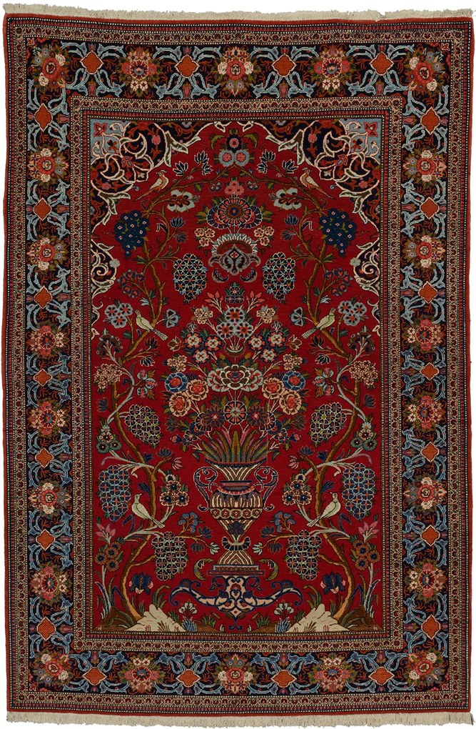 Kashan Tappeto 200 x 130 Rosso (Iran) Annodato A Mano