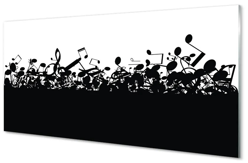 Pannello paraschizzi cucina Spartiti in bianco e nero 120x60 cm