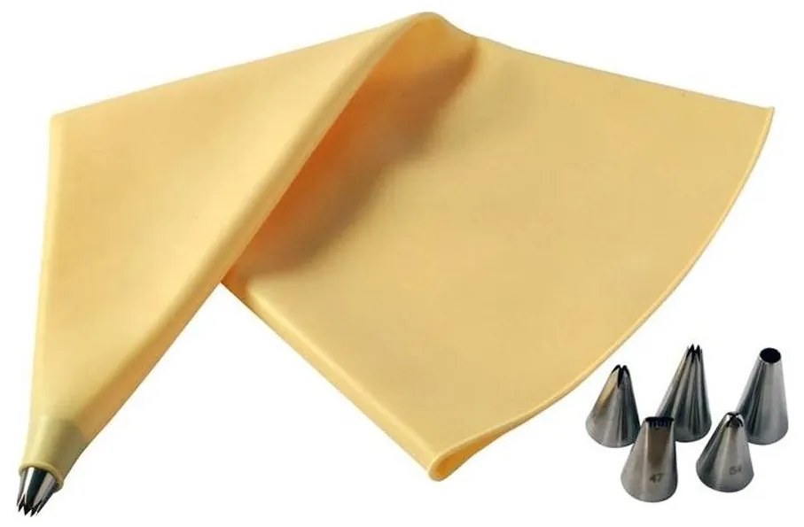Sacca da pasticceria in silicone + 6 beccucci TORO giallo/acciaio inox