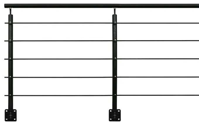 Balaustra in kit BURGER Opalu Full Black in alluminio nero, corrimano in alluminio nero, L 200 cm fissaggio a parete