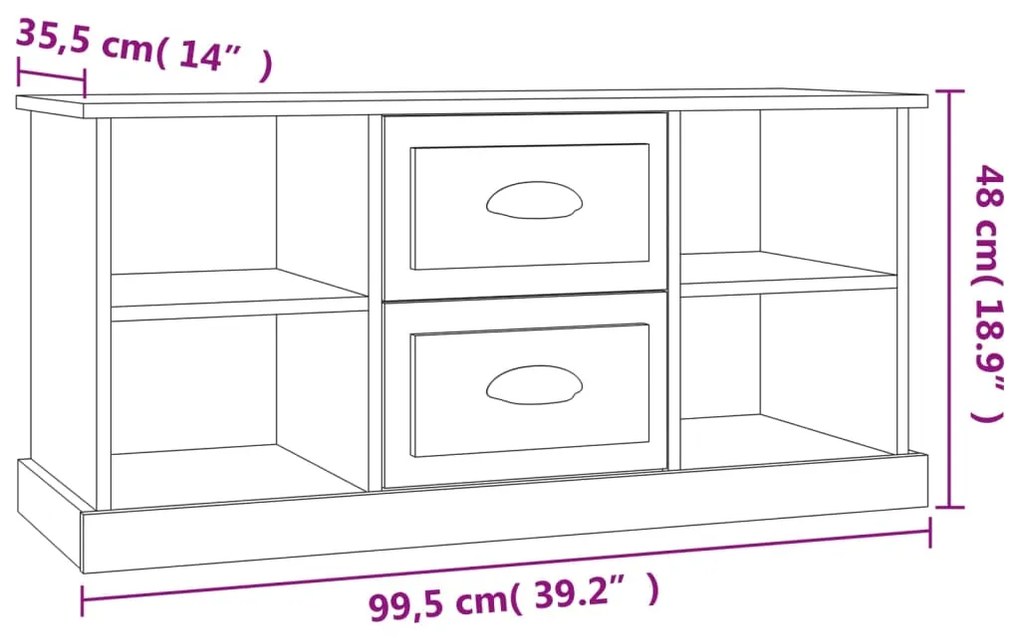 Mobile Porta TV Nero 99,5x35,5x48 cm in Legno Multistrato