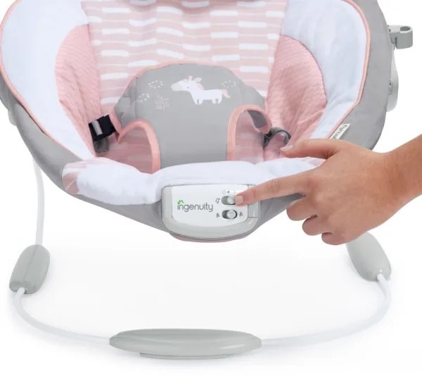 Ingenuity - Lettino vibrante per bambini con melodia FLORA THE UNICORN 3xC