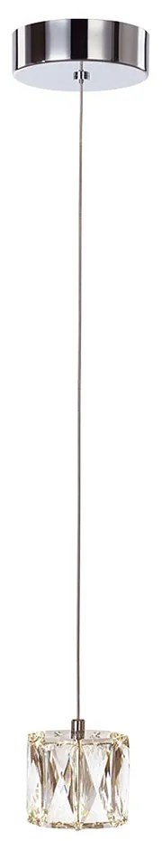 Lampadario A Sospensione Moderno Glacier 1 Luce Metallo Cromo Cristallo Led 3,6W