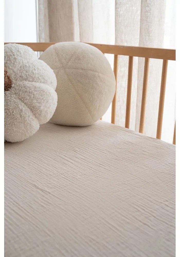 Lenzuolo con angoli per bambini beige in mussola per culla 60x120 cm Burumcuk – Mijolnir