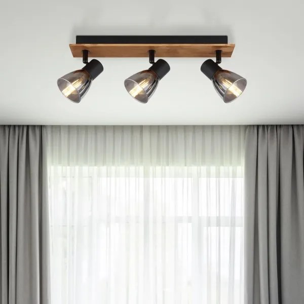 Globo 54307-3W - Luce Spot CLAUDE 3xE14/40W/230V nero/legno