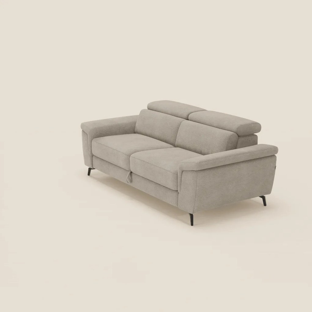 Estro Divano 3 posti con pouf estraibile - poggiatesta reclinabili in tessuto impermeabile T14 beige