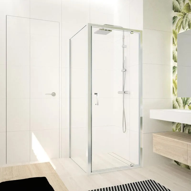 Porta doccia battente Ocean L 84-90 cm x H 195 cm x SP 5 mm, profilo cromo