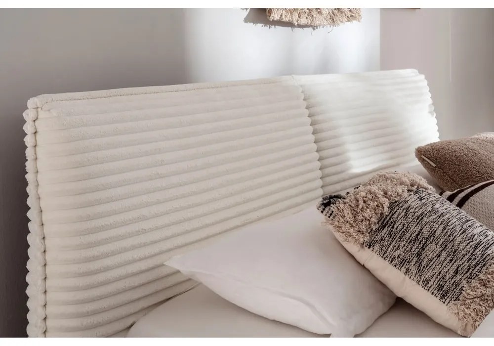 Letto matrimoniale imbottito beige con contenitore con rete inclusa 160x200 cm Matera – Meise Möbel