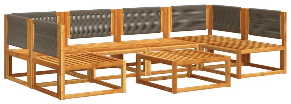 Set divano da giardino 7 pz con cuscini legno massello acacia