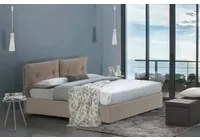 Letto matrimoniale Lara, Letto contenitore con rivestimento in ecopelle, Made in Italy, Apertura frontale, adatto per materasso cm 160x190, Tortora