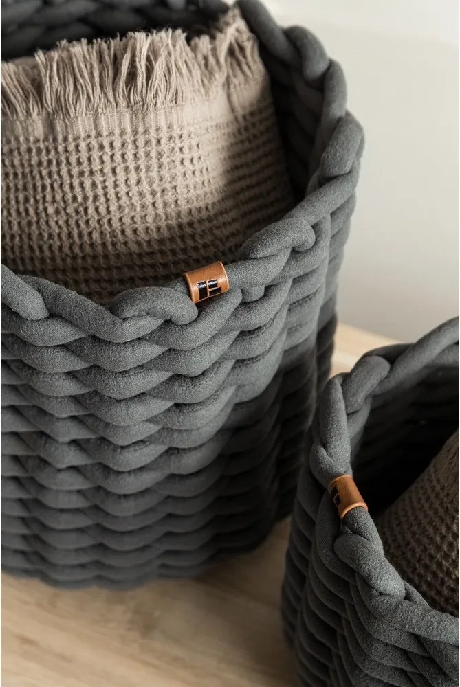 Cesto in tessuto ø 25x25 cm Peach Skin Round M – Bigso