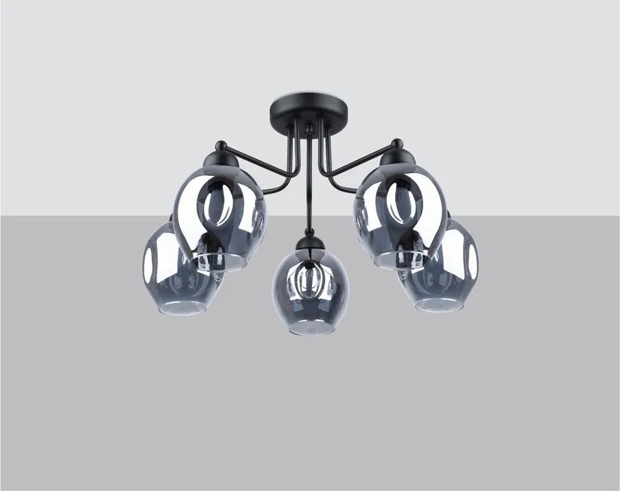 Plafoniera nera con paralume in vetro 59x59 cm Garten – Sollux