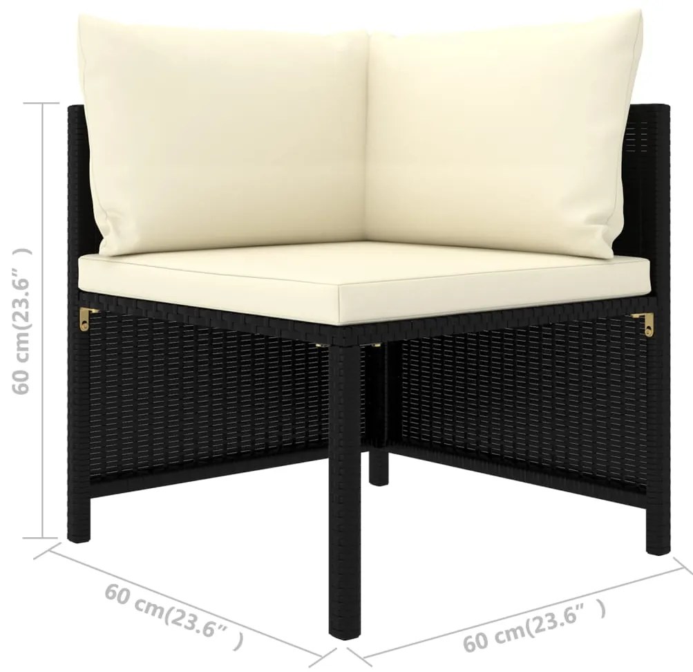 Set Divani da Giardino 8 pz con Cuscini in Polyrattan Nero