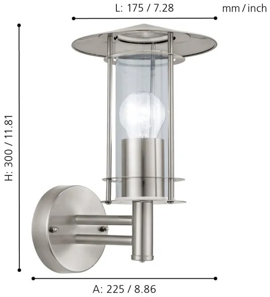 Eglo 30184 - Lampada da esterno LISIO 1xE27/60W/230V