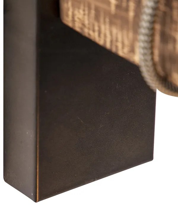 Lampada da parete industriale smart nera con legno incl. WiFi G95 - Gallow