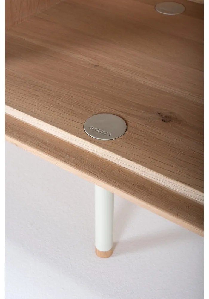 Mobile TV bianco-color legno naturale in legno di quercia 160x48 cm Fina - Gazzda