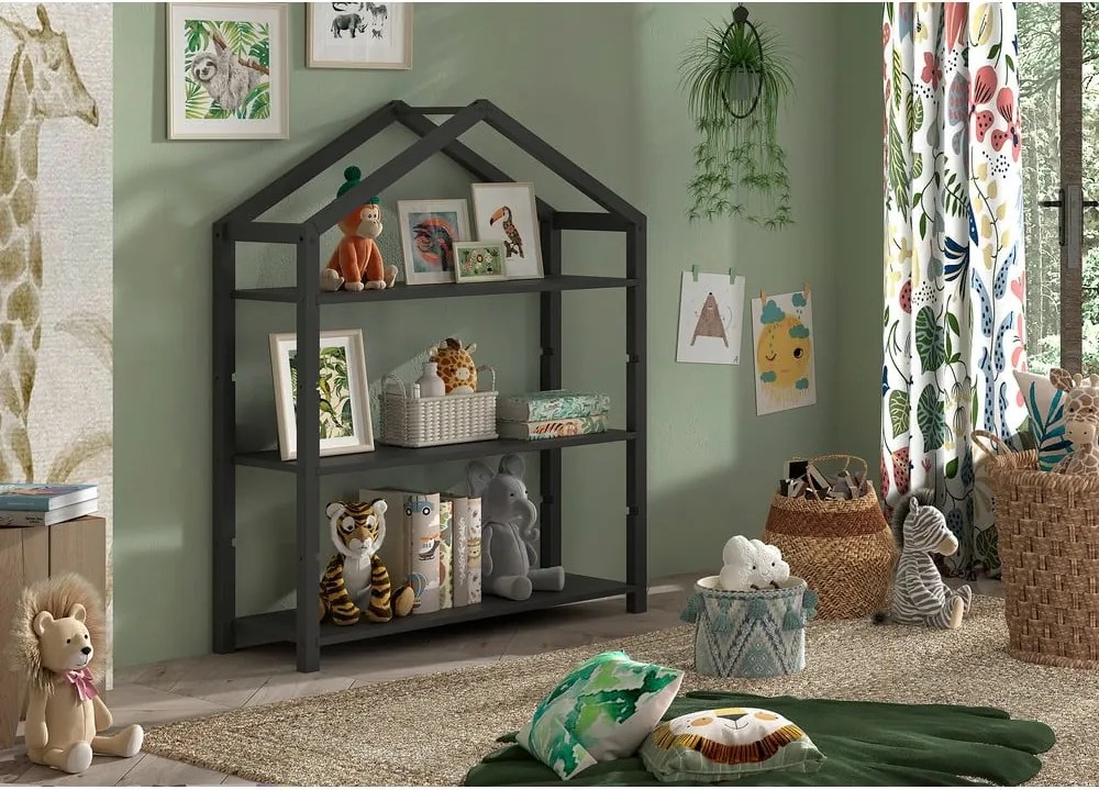 Libreria per bambini color antracite in pino massiccio 111x141x40 cm Dallas – Vipack