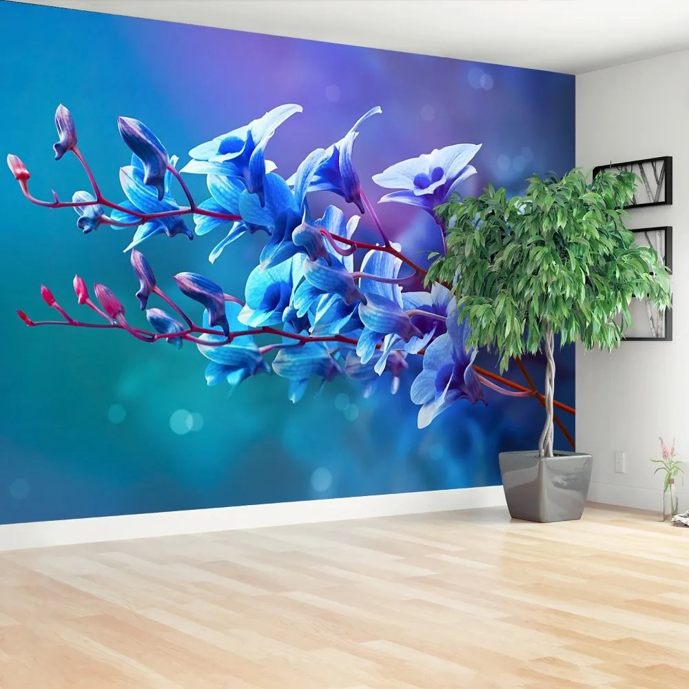 Carta da parati Orchidea blu 104x70 cm