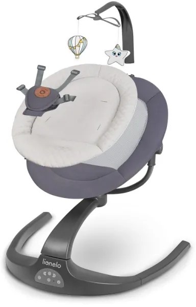 Lionelo - Altalena per bambini RINA con melodia, 4xAA, grigio cemento + telecomando