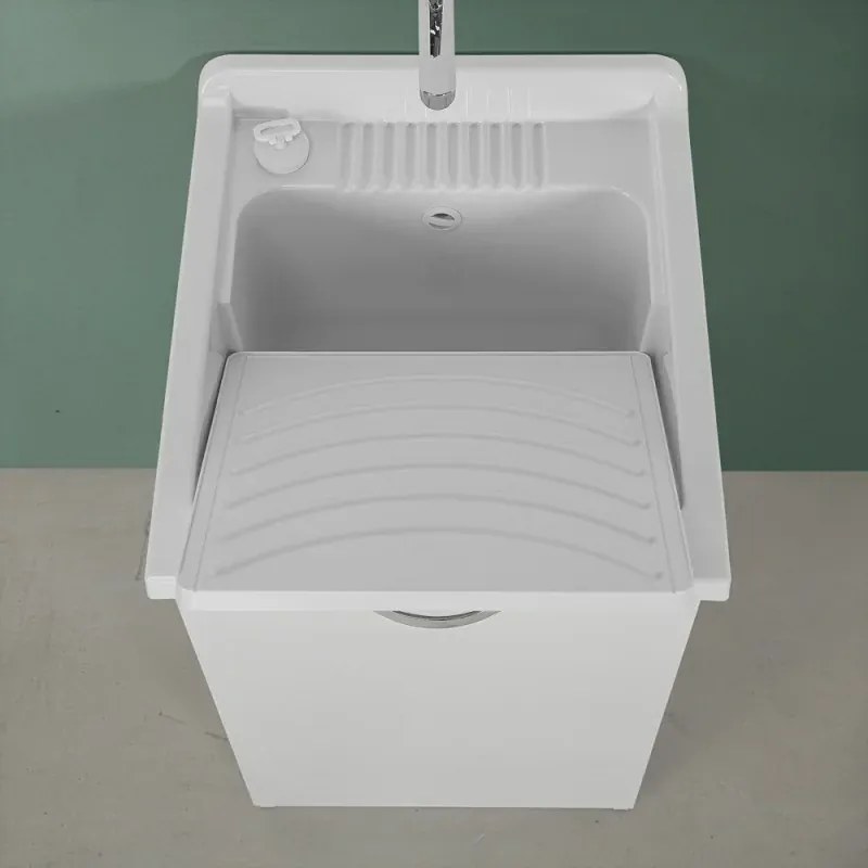 Mobile lavatoio 47x50cm salvaspazio in legno bianco 1 anta linea Pilar