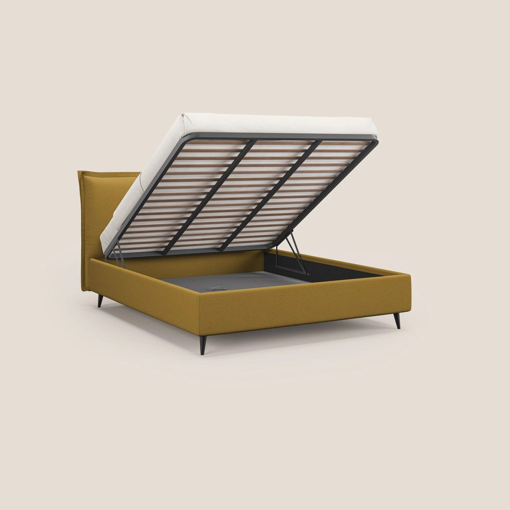 Hans letto contenitore imbottito minimal in tessuto simil cotone impermeabile T19 giallo
