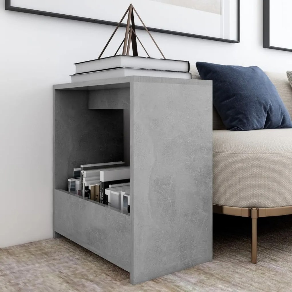 Tavolino Grigio Cemento 50x26x50 Cm İn Legno Multistrato /