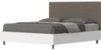 Letto Matrimoniale 160x200 cm struttura bianco frassino testata Lev - Similpelle,Cappuccino,Con rete