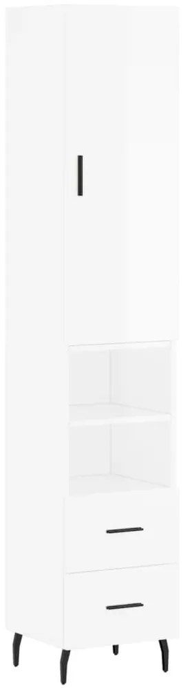 Credenza 34,5x34x180 cm in legno multistrato bianco lucido