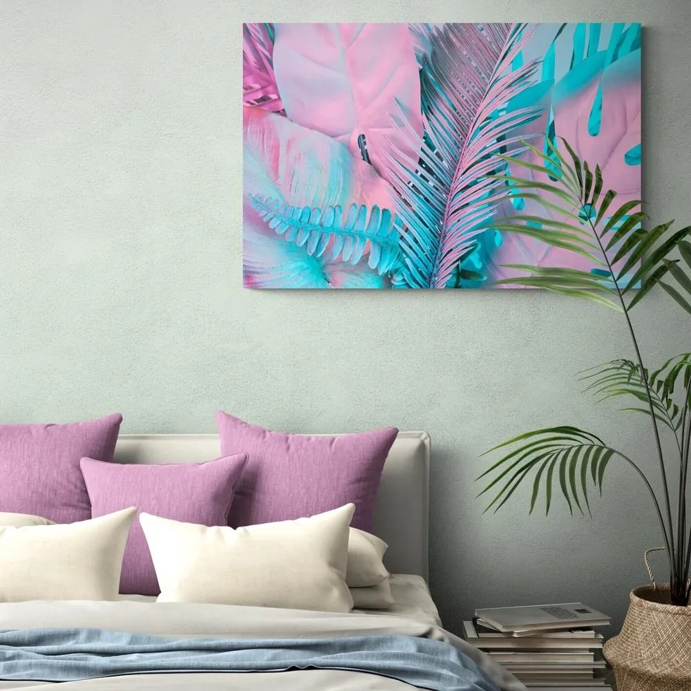 Quadro su tela – Foglie di palma in colori neon straordinari
