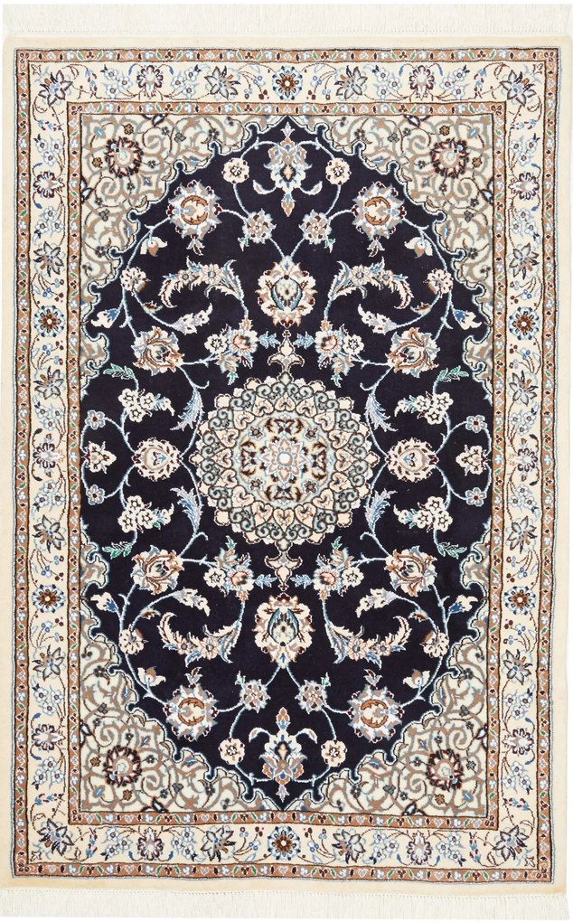 Nain Tappeto 150x100 Blu (Iran) Annodato A Mano