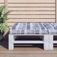 Cuscino per Pallet Motivo a Quadri Grigi 80x80x12 cm in Tessuto 360505